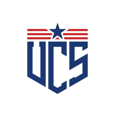 Yıldız ve Amerikan Bayrak Kayışlı Yurtsever UCS Logosu. USA Flag ile UCS Logosu