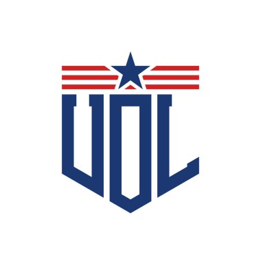 Yıldız ve Amerikan Bayrak Kayışlı Vatansever UOL logosu. ABD Bayrağı ile UOL Logosu