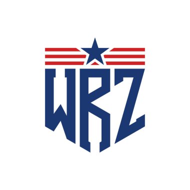 Star ve American Flag Straps 'li Vatansever WRZ logosu. USA Flag ile WRZ Logosu