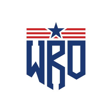 Star ve American Flag Straps 'li Vatansever WRO logosu. USA Flag ile WRO Logosu