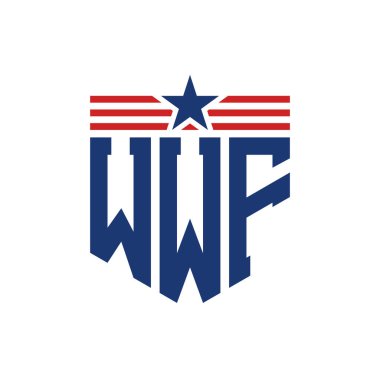 Star ve American Flag Straps 'li Vatansever WWF logosu. ABD Bayrağı ile WWF Logosu