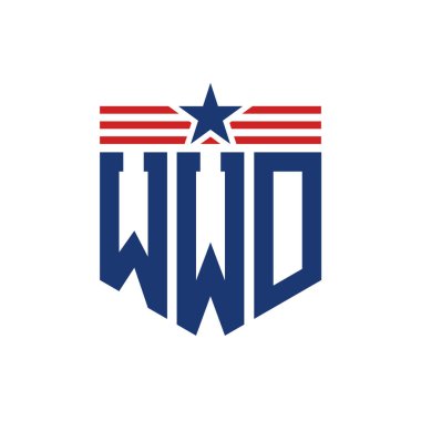 Star ve American Flag Straps 'li Vatansever WWD logosu. ABD Bayrağı ile WWD Harfi