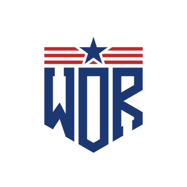 Star ve American Flag Straps 'li Vatansever WOR logosu. USA Flag ile WOR logosu