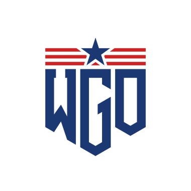 Star ve American Flag Straps 'li Vatansever WGO logosu. ABD Bayrağı ile WGO Logosu