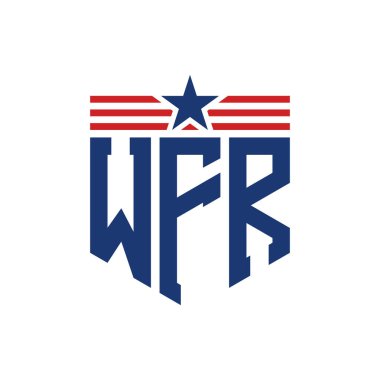 Star ve American Flag Straps 'li Vatansever WFR logosu. ABD Bayrağı ile WFR Logosu