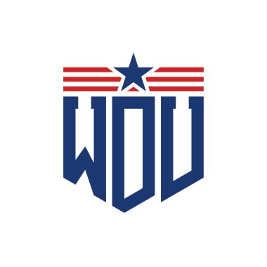 Star ve American Flag Straps 'li Vatansever WDU logosu. ABD Bayrağı ile WDU Logosu