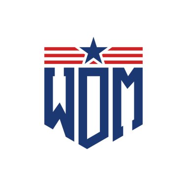 Star ve American Flag Straps 'li Vatansever WDM logosu. USA Flag ile WDM Logosu