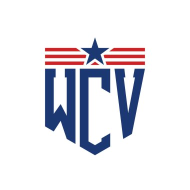 Star ve American Flag Straps 'li Vatansever WCV logosu. ABD Bayrağı ile WCV Logosu