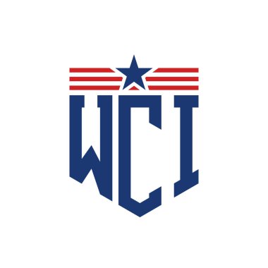 Star ve American Flag Straps 'li Vatansever WCI logosu. ABD Bayrağı ile WCI Logosu