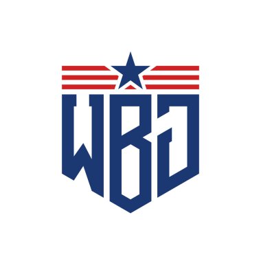 Yıldız ve Amerikan Bayrak Kayışlı Vatansever WBJ logosu. USA Flag ile WBJ Logosu