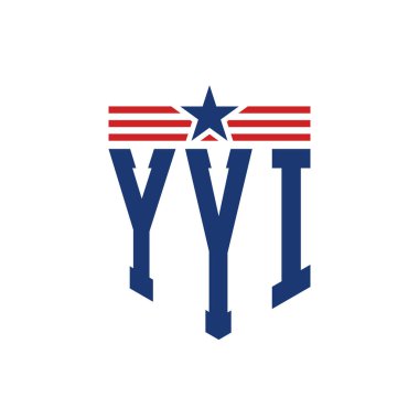 Yıldız ve Amerikan Bayrak Kayışlı Yurtsever YYI logosu. USA Flag ile YYI Logosu