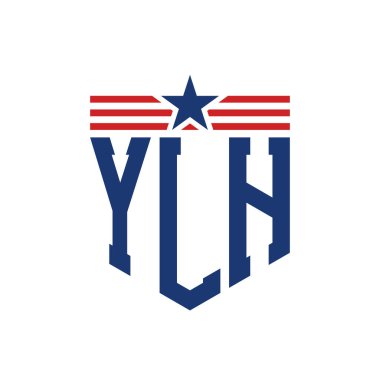 Yıldız ve Amerikan Bayrak Kayışlı Yurtsever YLH logosu. USA Flag ile YLH Logosu