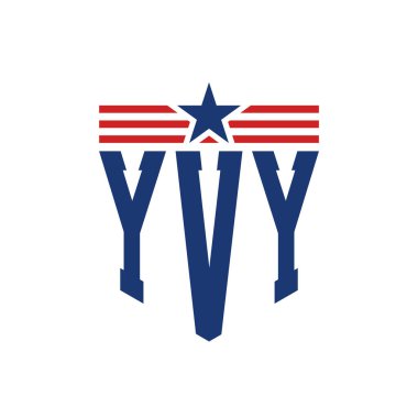 Yıldız ve Amerikan Bayrak Kayışlı Yurtsever YVY logosu. USA Flag ile YVY Logosu