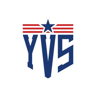 Yıldız ve Amerikan Bayrak Kayışlı Yurtsever YVS logosu. USA Flag ile YVS Logosu