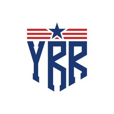 Yıldız ve Amerikan Bayrak Kayışlı Yurtsever YRR logosu. USA Flag ile YRR Logosu