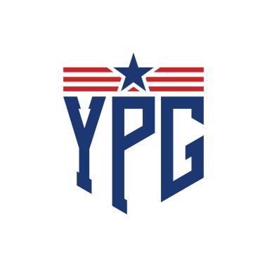 Yıldız ve Amerikan Bayrak Kayışlı Yurtsever YPG logosu. USA Flag ile YPG logosu