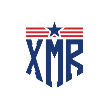 Yıldız ve Amerikan Bayrak Kayışlı Vatansever XMR logosu. ABD Bayrağı ile XMR Logosu