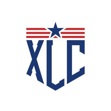 Yıldız ve Amerikan Bayrak Kayışlı Vatansever XLC logosu. ABD Bayrağı ile XLC Logosu