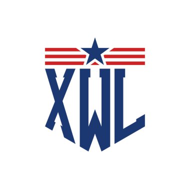 Yıldız ve Amerikan Bayrak Kayışlı Vatansever XWL logosu. USA Flag ile XWL Logosu