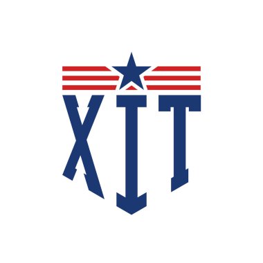 Yıldız ve Amerikan Bayrak Kayışlı Vatansever XIT logosu. USA Flag ile XIT Logosu