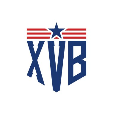 Yıldız ve Amerikan Bayrak Kayışlı Vatansever XVB logosu. ABD Bayrağı ile XVB Logosu