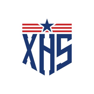 Yıldız ve Amerikan Bayrak Kayışlı Yurtsever XHS logosu. ABD Bayrağı ile XHS Logosu