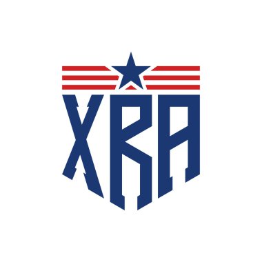 Yıldız ve Amerikan Bayrak Kayışlı Yurtsever XRA logosu. ABD Bayrağı ile XRA Logosu