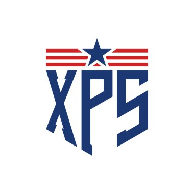 Yıldız ve Amerikan Bayrak Kayışlı Vatansever XPS logosu. ABD Bayrağı ile Harf XPS Logosu