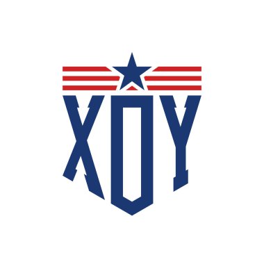 Yıldız ve Amerikan Bayrak Kayışlı Vatansever XOY logosu. ABD Bayrağı 'nın XOY logosu