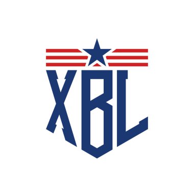 Yıldız ve Amerikan Bayrak Kayışlı Vatansever XBL logosu. USA Flag ile Harf XBL Logosu