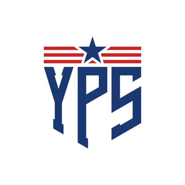 stock vector Patriotic YPS Logo with Star and American Flag Straps. Letter YPS Logo with USA Flag