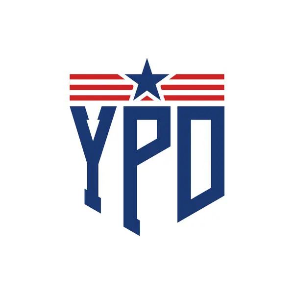 stock vector Patriotic YPD Logo with Star and American Flag Straps. Letter YPD Logo with USA Flag