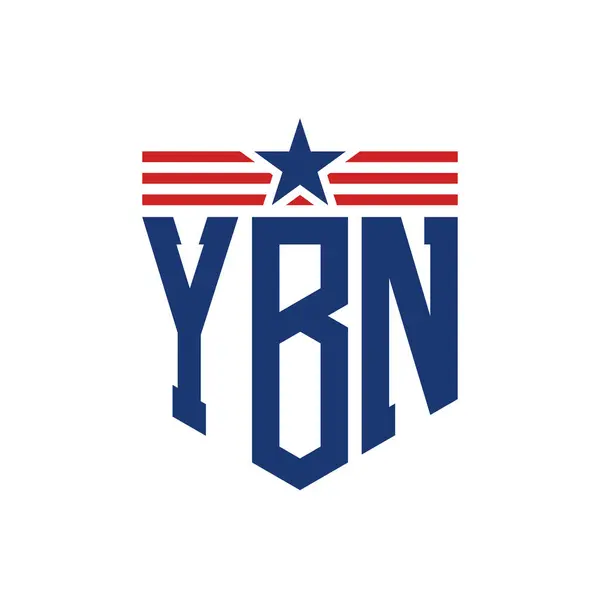 stock vector Patriotic YBN Logo with Star and American Flag Straps. Letter YBN Logo with USA Flag