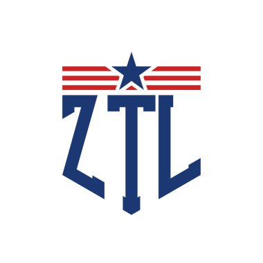 Yıldız ve Amerikan Bayrak Kayışlı Vatansever ZTL logosu. ABD Bayrağı ile ZTL Logosu