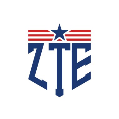 Yıldız ve Amerikan Bayrak Kayışlı Vatansever ZTE logosu. USA Flag ile ZTE Logosu