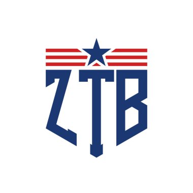 Yıldız ve Amerikan Bayrak Kayışlı Yurtsever ZTB logosu. ABD Bayrağı ile ZTB Logosu