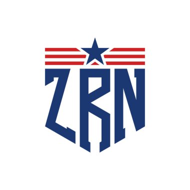 Yıldız ve Amerikan Bayrak Kayışlı Vatansever ZRN logosu. ABD Bayrağı ile ZRN Logosu