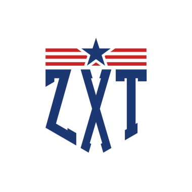 Yıldız ve Amerikan Bayrak Kayışlı Vatansever ZXT logosu. ABD Bayrağı ile ZXT Logosu