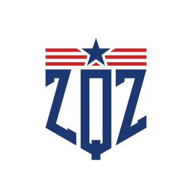 Yıldız ve Amerikan Bayrak Kayışlı Vatansever ZQZ logosu. ABD Bayrağı ile ZQZ Logosu