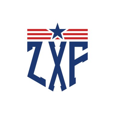 Yıldız ve Amerikan Bayrak Kayışlı Yurtsever ZXF logosu. ABD Bayrağı ile ZXF Logosu