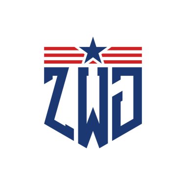 Yıldız ve Amerikan Bayrak Kayışlı Vatansever ZWJ logosu. ABD Bayrağı ile ZWJ Logosu