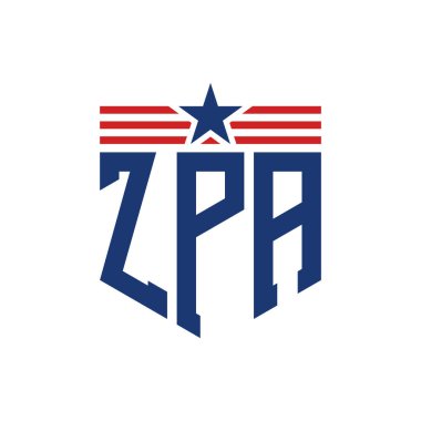 Yıldız ve Amerikan Bayrak Kayışlı Yurtsever ZPA logosu. ABD Bayrağı ile ZPA Logosu