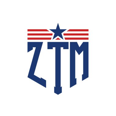 Yıldız ve Amerikan Bayrak Kayışlı Vatansever ZTM logosu. ABD Bayrağı ile ZTM Logosu