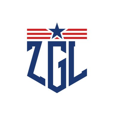 Yıldız ve Amerikan Bayrak Kayışlı Vatansever ZGL logosu. USA Flag ile ZGL logosu