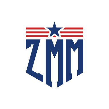 Yıldız ve Amerikan Bayrak Kayışlı Vatansever ZMM logosu. ABD Bayrağı ile ZMM Logosu