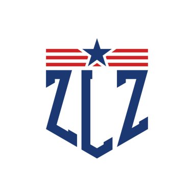 Yıldız ve Amerikan Bayrak Kayışlı Yurtsever ZLZ logosu. ABD Bayrağı ile ZLZ Logosu