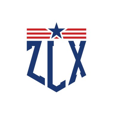 Yıldız ve Amerikan Bayrak Kayışlı Yurtsever ZLX logosu. ABD Bayrağı ile ZLX Logosu