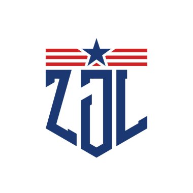 Yıldız ve Amerikan Bayrak Kayışlı Vatansever ZJL logosu. ABD Bayrağı ile ZJL Logosu