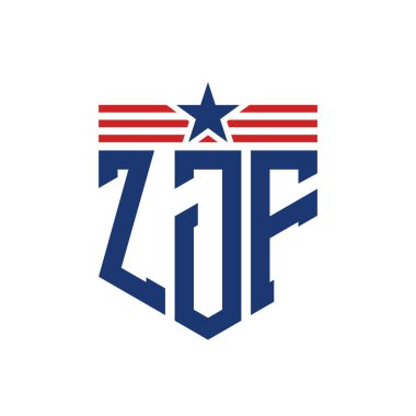 Yıldız ve Amerikan Bayrak Kayışlı Vatansever ZJF logosu. ABD Bayrağı ile ZJF Logosu