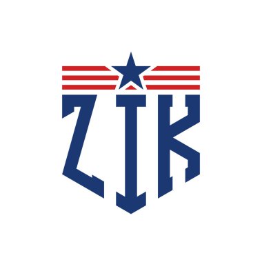 Star ve American Flag Straps 'li Vatansever ZIK logosu. ABD Bayrağı ile ZIK Logosu